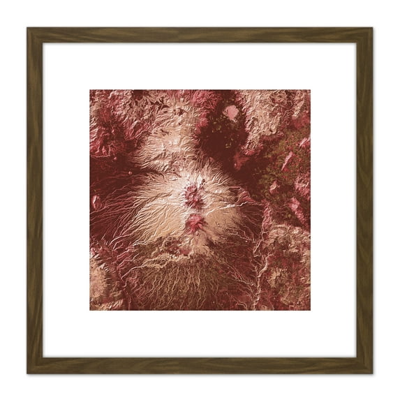 Abstract Red Stretched Painting 8X8 Inch Square Wooden Framed Wall Art Print Picture with Mount