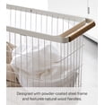thumbnail image 4 of Yamazaki Home Rolling Wire Basket, White, Steel + Wood, 9.2 gallons, 35L, Supports 11 pounds, Handles, Wheels, Minimal Assembly, 4 of 7