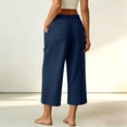 thumbnail image 6 of Ruimatai Womens High Waist Capri Pants Button Fly Patch Pockets Wide Straight Casual Daily Trousers, 6 of 7
