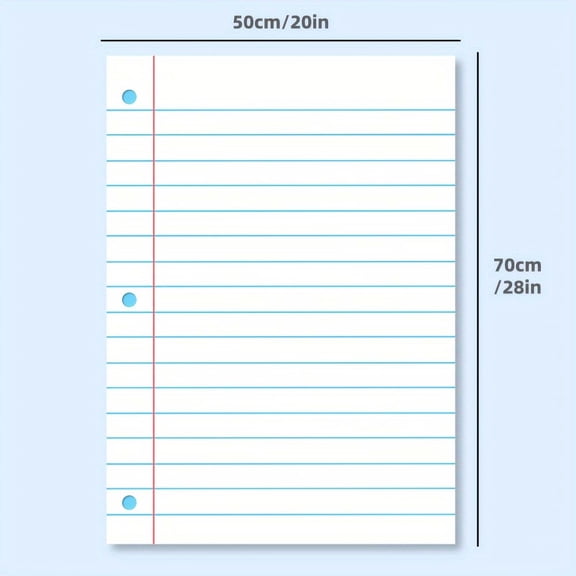 Magnetic Lined Whiteboard,Dry Erase Paper with Blue Lines for Teaching Writing Practice,20x28 in,Reusable Classroom Office Home Organizer