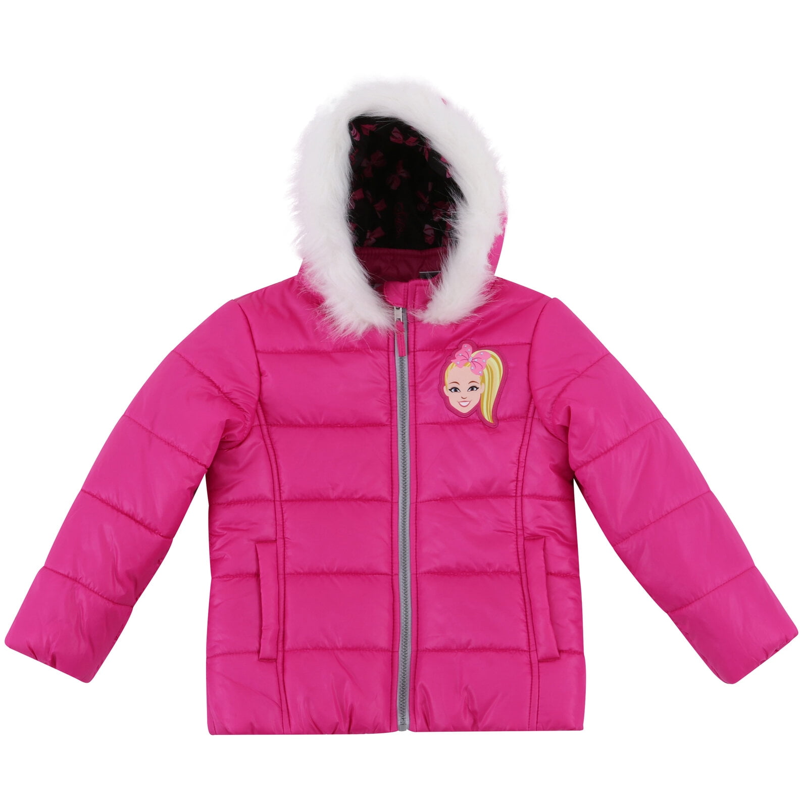 Dreamwave JoJo Siwa Girls Winter Coat Puffer Jacket with Fur Hood 