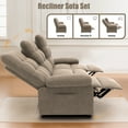 thumbnail image 3 of Recliner Sofa Couch Set, PAPROOS 3-Seater Recliner Sofa with Remote Control and Side Pocket, Modern Power Reclining Sofa for Adults, Electric Recliner for Living Room, Home Theater, Brown, 3 of 7