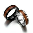 thumbnail image 4 of Anneaux Rétro pour Hommes de 8 mm en Titamium et Incrustation de Bois, Bague pour Hommes en Incrustation de Bois, Bague en Acier Inoxydable, Bague Alliance, Accessoires pour la Main, 4 of 9
