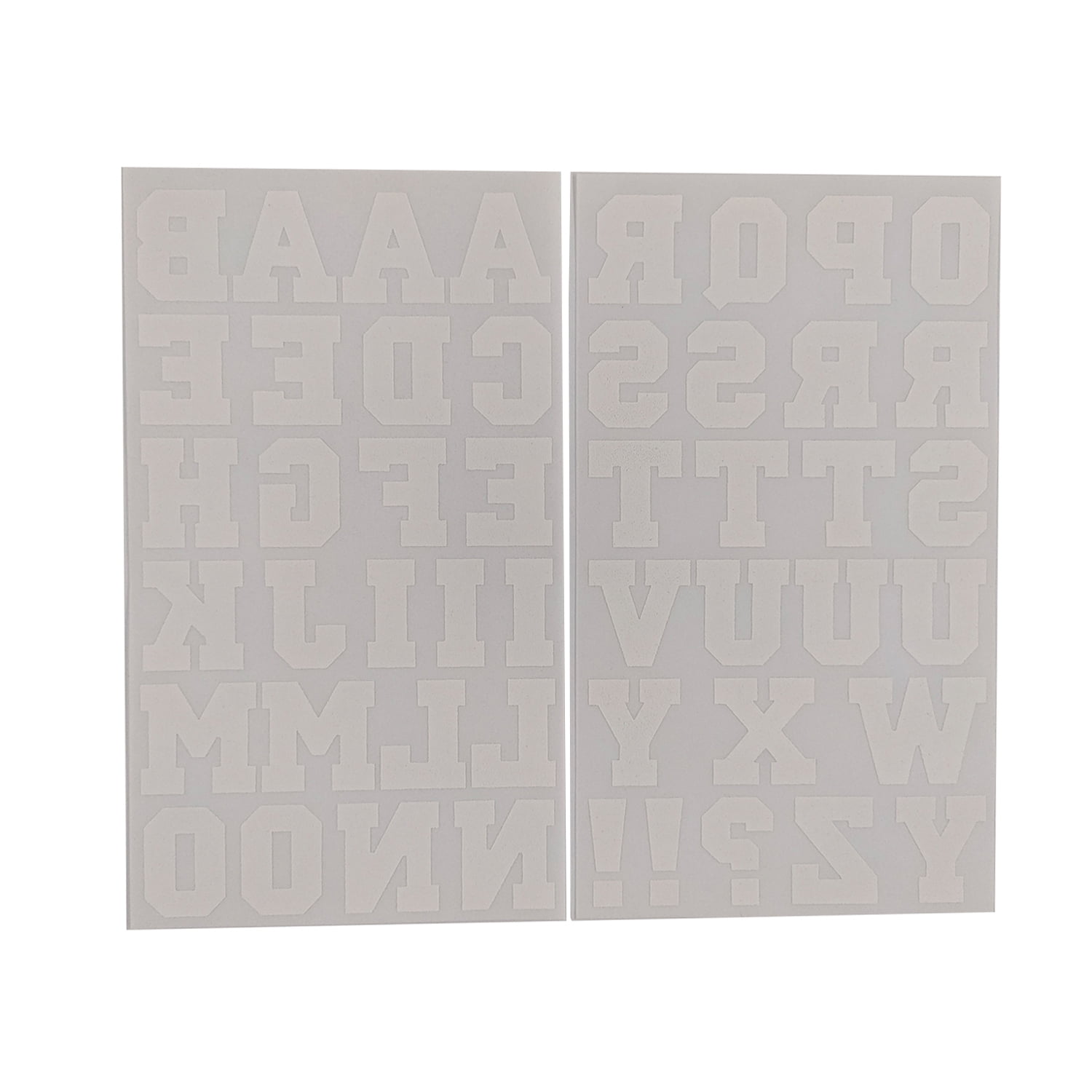 Imagin8 Iron-On White Flocked Athletic Letters, 12 Pack