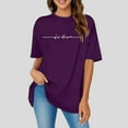 thumbnail image 2 of JIRNDf Hauts pour Femmes Tendance d'Été T-Shirts Surdimensionnés à Imprimé de Lettres Col Rond Manches Courtes Manches Courtes Décontracté Ample Sport Décontracté Uni Adolescentes Jolis T-Shirts Graphiques pour Femmes Chemises Violet TTG, 2 of 4