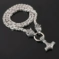 thumbnail image 3 of GKNET 6mm Silver Stainless Steel Wolf Head Thor's Hammer Pendant Byzantine Necklaces-60cm(24in) Necklace, 3 of 6