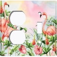 thumbnail image 4 of Metal Light Switch Plate Outlet Cover Tropical Pink Flamingo Flower Leaves Rainbow FGO007, 4 of 13