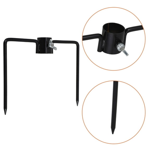OFFIGAM 2-Pack Iron Ground Pole Stabilizers for Garden Flagpoles and Umbrella Stands, Spike Anchors