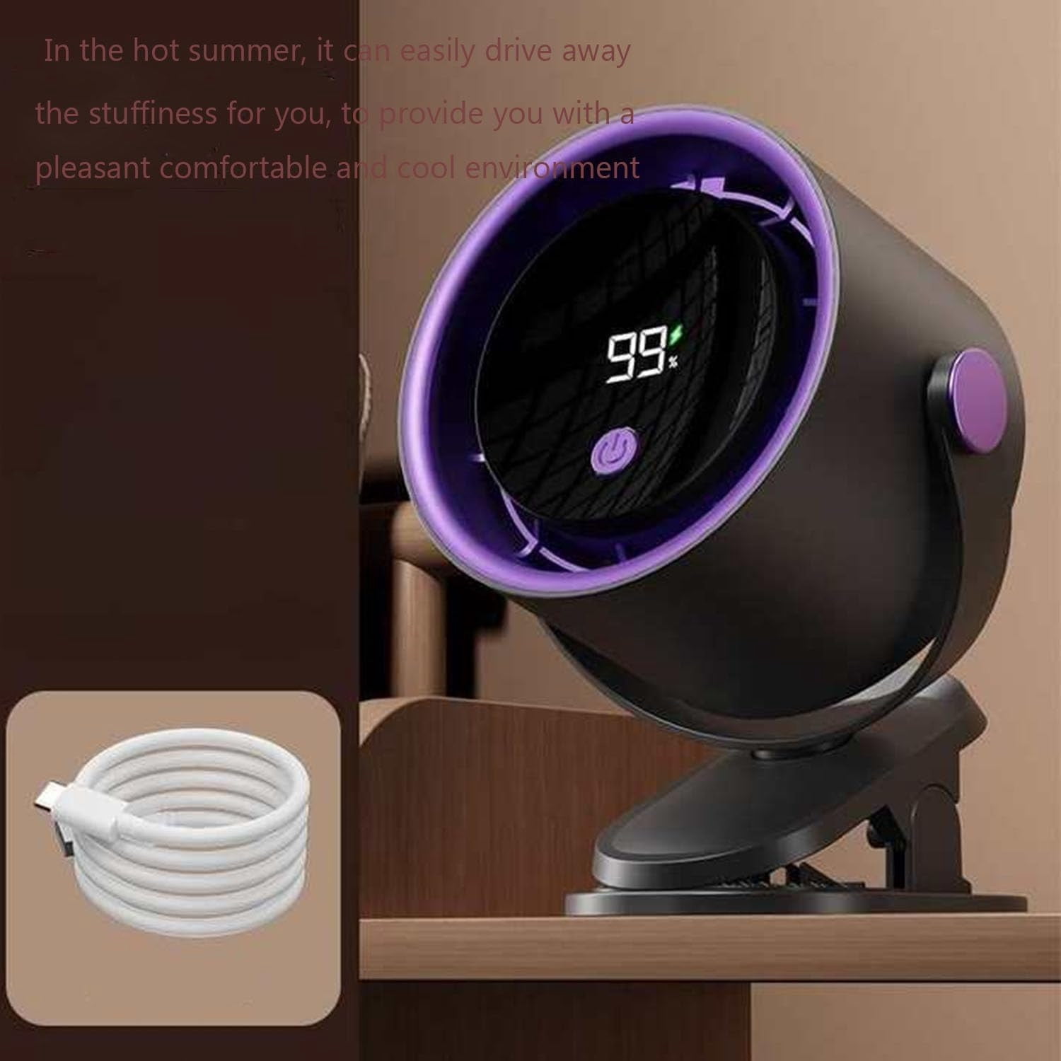 guanglv Powerful Portable Clip-on Fan, USB Powered Mini Personal Desk Clip Fan for Car Home Office