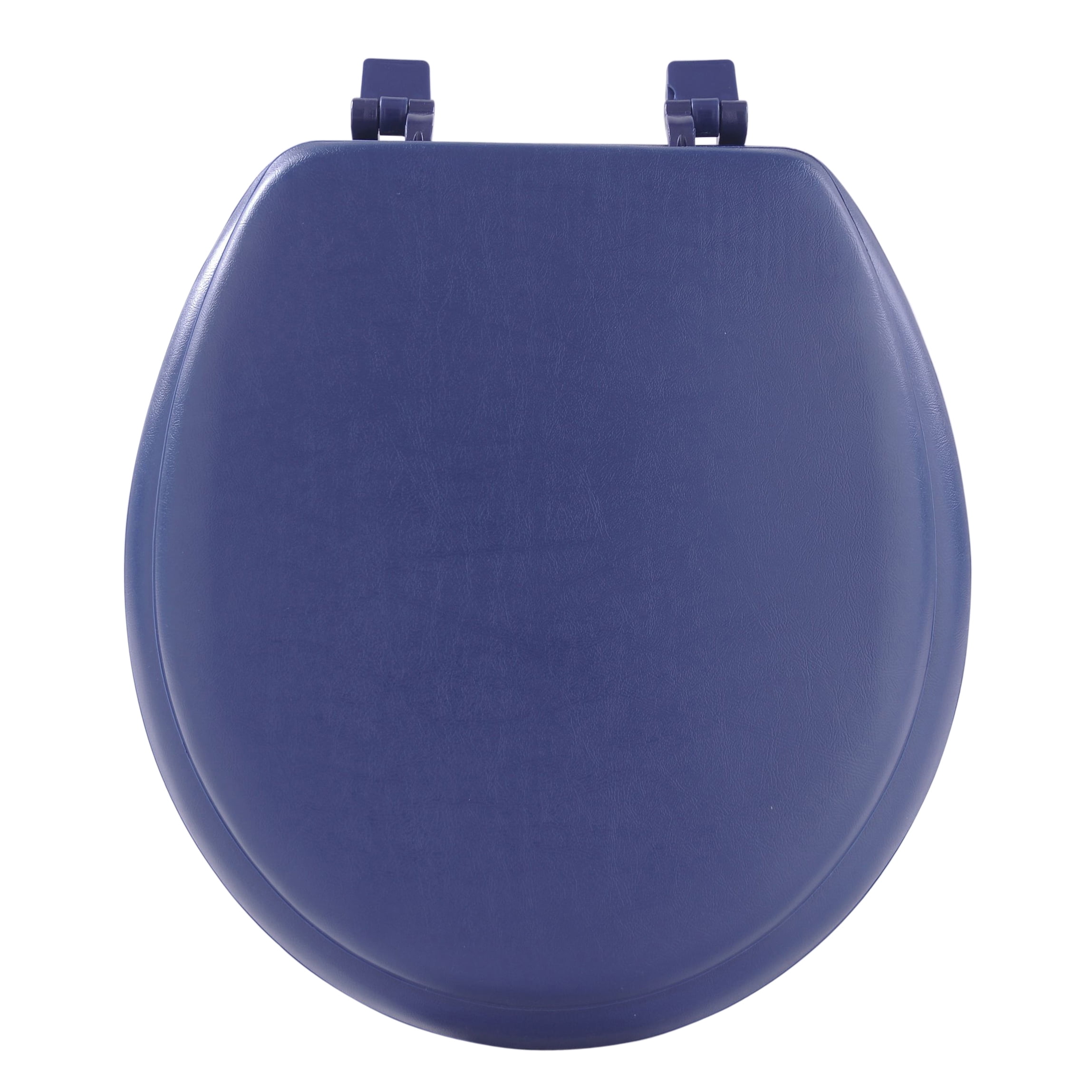 Standard Vinyl Soft Adjustable Hinges Toilet Seat with Close Lid, Navy