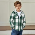 thumbnail image 7 of Mgmyaa Boys and Girls Plaid Jacket Hooded Button Down Flannel Long Sleeve Casual Outwear for Kids, 7 of 7