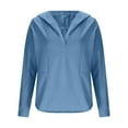 thumbnail image 2 of Felirenzacia Women's Long Sleeve Solid Color Hoodie, V Neck Pullover Top， Slim Fit Fall Sweatshirt, S-3XL, 2 of 7