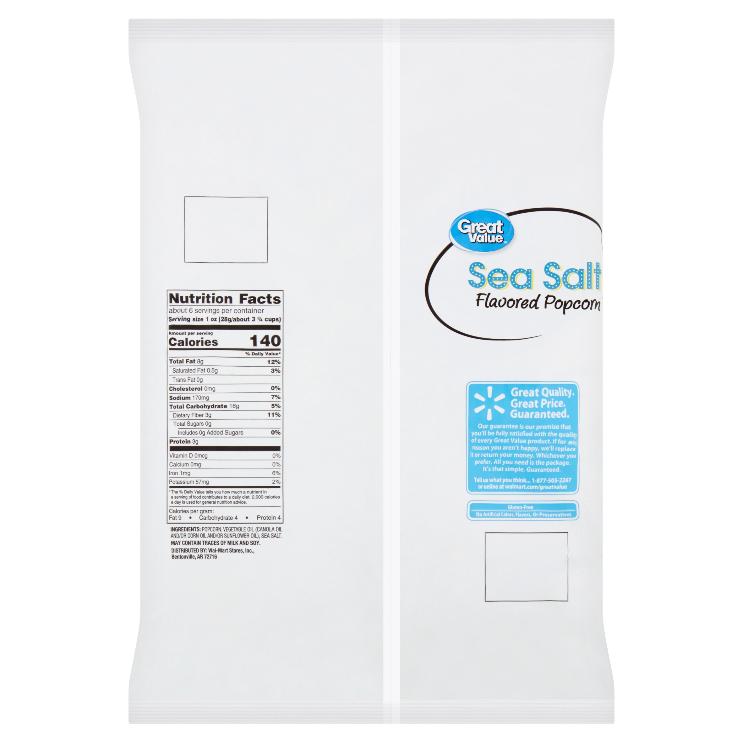 Great Value Sea Salt Flavored Popcorn, 5.5 oz - image 3 of 7