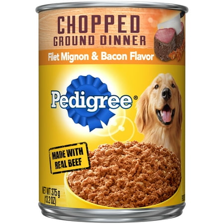 Pedigree Chopped Ground Dinner Canned Wet Dog Food Filet Mignon & Bacon Flavor, 13.2 oz. (Best Way To Cook Bacon Wrapped Filet)