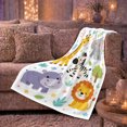 thumbnail image 6 of Cartoon Safari Animals Tropical Foliage Whimsical Kids Nursery, Playful Botanical Garden Scene, Warm Flannel Blanket for Cabin and Lodge, Wildlife Lovers Housewarming Gift, Celestial Home Decor, 6 of 9