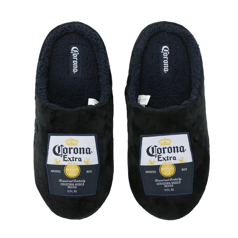 Corona Beer Labels Men's Black Scuff Slippers-Large