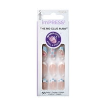 KISS imPRESS No Glue Needed Press On Nails, Design, Hoppy Easter, Blue, Short Oval, 30 Count