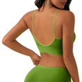 thumbnail image 4 of WTOBBY Seamless Y-Back Sports Bra for Women: Padded Low Impact Support, Sexy Thin Strap Design for Yoga & Fitness, Flattering Lift and Comfortable Wirefree Coverage,Fluorescent Green L, 4 of 4