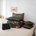 thumbnail image 6 of Erosebridal Vintage Peacock 7-Piece King Bedding,Watercolor Plants King Bed in a Bag,Teal Gold,Black Reversible, 6 of 7