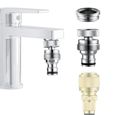 Swivel quick connection Faucet Adapter Kit for Bathroom/kitchen to Garden Hose, Brass Polished Chrome