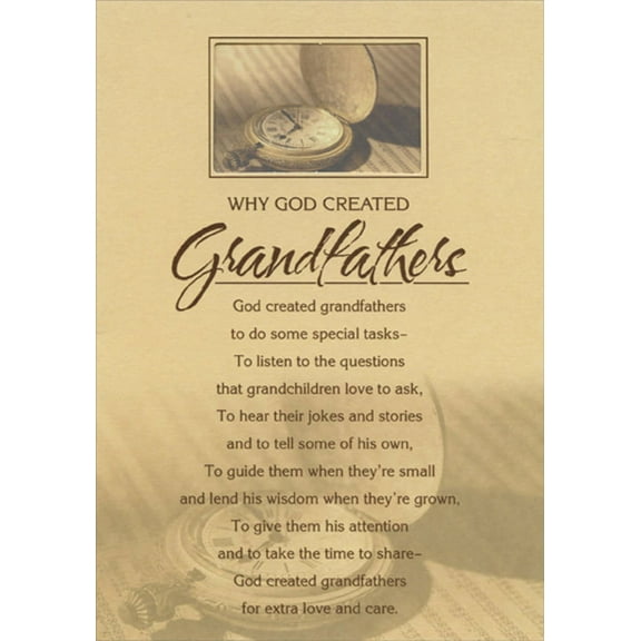 Designer Greetings Why God Created Grandfathers Religious / Inspirational Birthday Card
