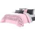 thumbnail image 2 of DNG Creations 1 Piece Three Line Ruffle Duvet Cover With Zipper Closure & Corner Ties - 800 Threads Count, 100% Egyptian Cotton ( Solid Baby Pink - California King ), 2 of 4