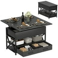 thumbnail image 1 of HOMCOM Table Basse Relevable, Table Centrale avec Compartiments Cachés, Noir, 1 of 10