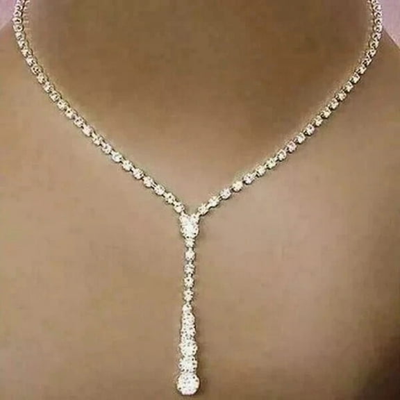 9 CT Round Cut Lab-Created Diamond Elegant Women's Tennis Necklace 14K White Gold Plated