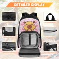 thumbnail image 3 of KUIFORTI Heart Capybara Backpack with Lunchbox, 4 Piece Kids School Bag Set for Elementary Middle School Students, Boys Girls Bookbag with Pencil Pouch Water Bottle Sleeve, 3 of 7
