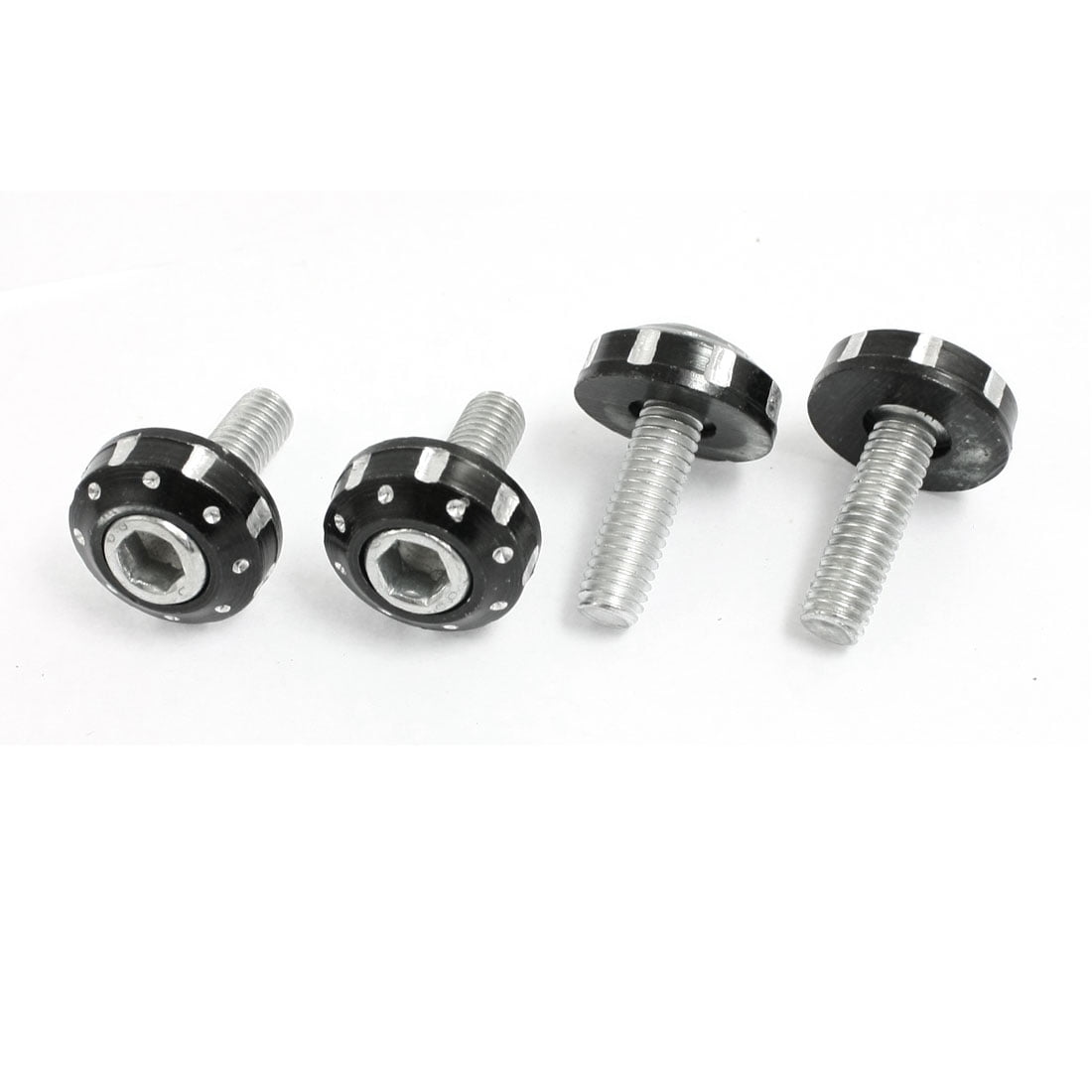 Unique Bargains 4 Pcs Silver Tone Black Alloy Round License Plate Frame Bolt Screw
