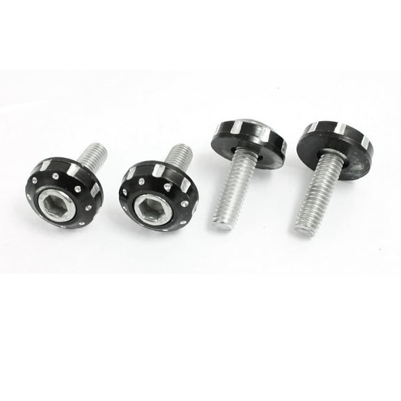 Unique Bargains 4 Pcs Silver Tone Black Alloy Round License Plate Frame Bolt Screw