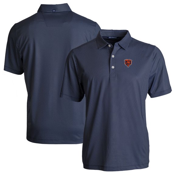 Men's Cutter & Buck Navy Chicago Bears Throwback Big & Tall Pike Eco Symmetry Print Stretch Recycled Polo