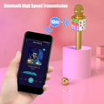 thumbnail image 4 of karaoke inalámbrico, micrófono de karaoke para niños con luces LED de baile, micrófono Bluetooth para niños, niñas, niños, para fiestas, cantos, Navidad, cumpleaños, regalo, idea dorada, 4 of 5