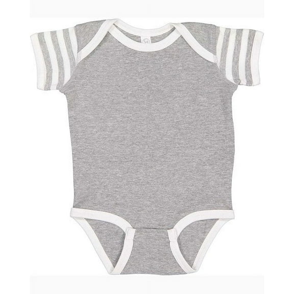 Rabbit Skins 4400 Infant Baby Rib Bodysuit - HT/ WH/ HT WH ST - 12MOS