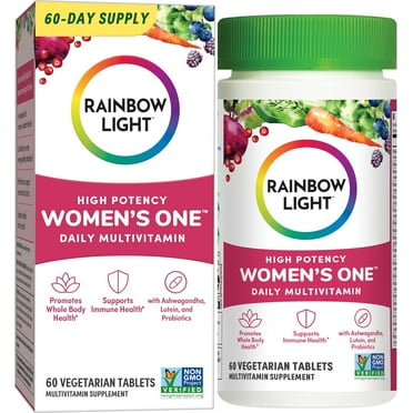 Rainbow Light Womens One High Potency Daily Multivitamin, Promotes Whole Body Health, Supports Immune Health, Vegetarian, Non-GMO Project Verified,  60 Tablets*