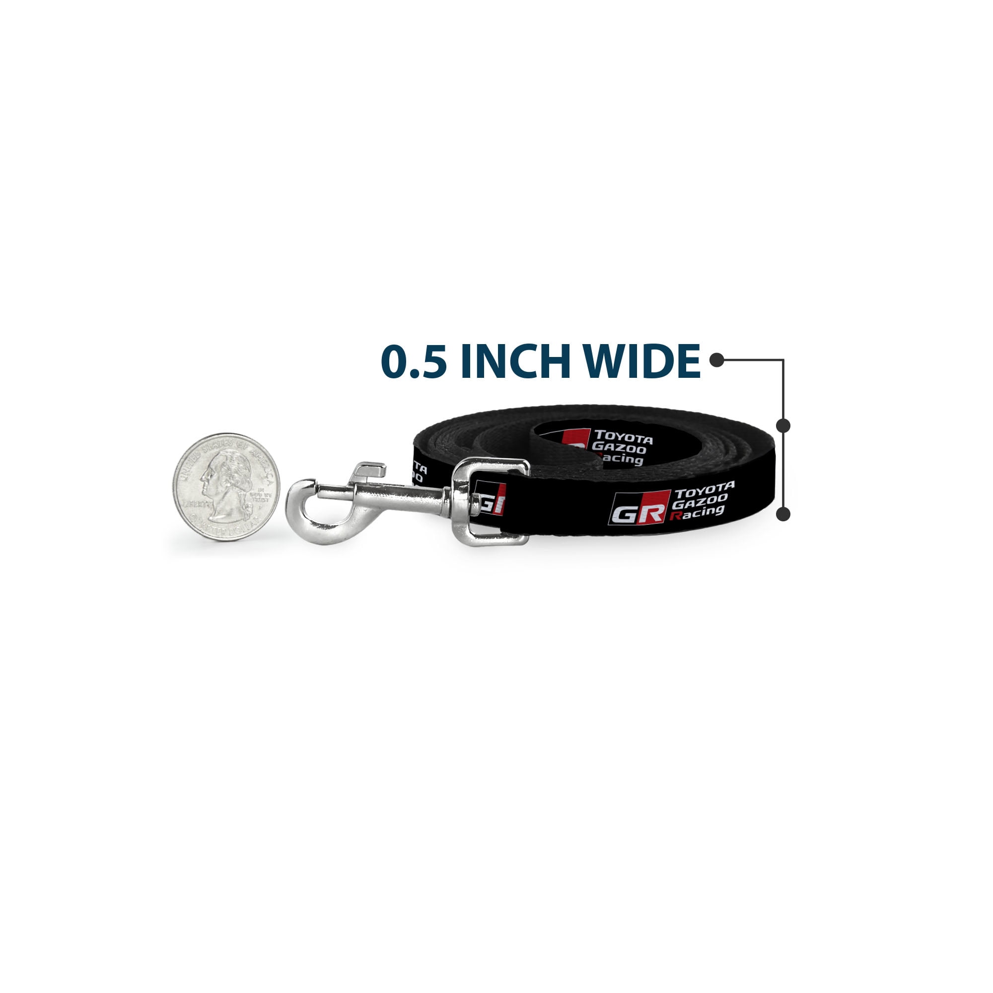 Toyota Pet Leash, Dog Leash, Toyota Gazoo Racing GR North America Logo Black White Red, 6 Feet Long 1.0 Inch Wide