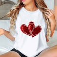 thumbnail image 4 of WREESH Womens Graphic Tshirt Valentine's Day Heart Printed Short Sleeve Tees Tops for 2025 Fashion T-Shirts White, 4 of 5