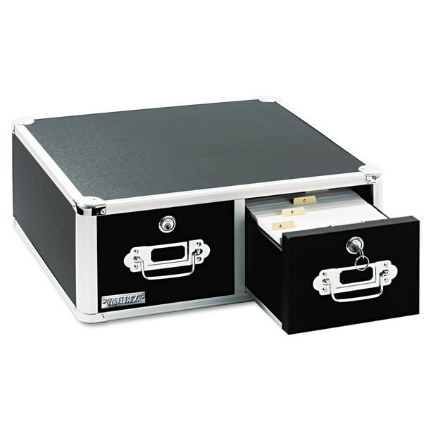 Vaultz Vaultz Locking 8 x 5 TwoDrawer Index Card Box, 3000Card