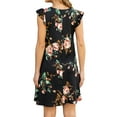 thumbnail image 2 of CALIPESSA Womens Summer Floral Print Ruffle Trim Round Neck Sleeveless A Line Pocket Casual Dress, 2 of 5