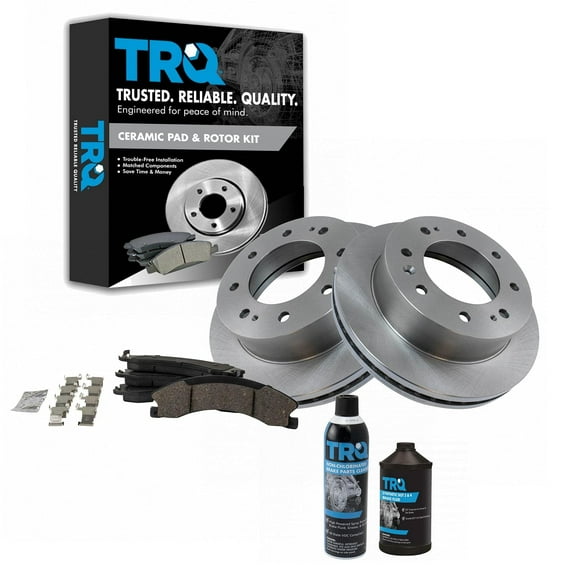 TRQ Front Ceramic Brake Pads & Rotors w/ Fluids for Chevy GMC Pickup SUV Truck BKA18597 Fits select: 2011-2019 CHEVROLET SILVERADO, 2011-2019 GMC SIERRA
