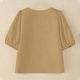 thumbnail image 5 of TARIENDY Summer Casual Shirts for Women Puff Sleeve Notch Neck T Shirt Loose Fit Solid Color Going Out Tops Trendy Outfits Khaki M, 5 of 6