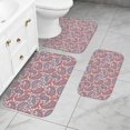thumbnail image 2 of Paisley and Floral White Pattern Bathroom Rug Set 3 Piece,Non-Slip Bath Mat Set with U-Shaped Contour and Runner Soft Absorbent Washable, 2 of 5