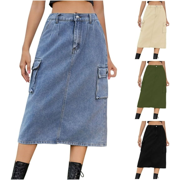 Antinious Winter Skirts for Women,Skirts for Women Trendy,Dresses for Women Solid Mid-length Dress s To Beat The Dress,Blue,L