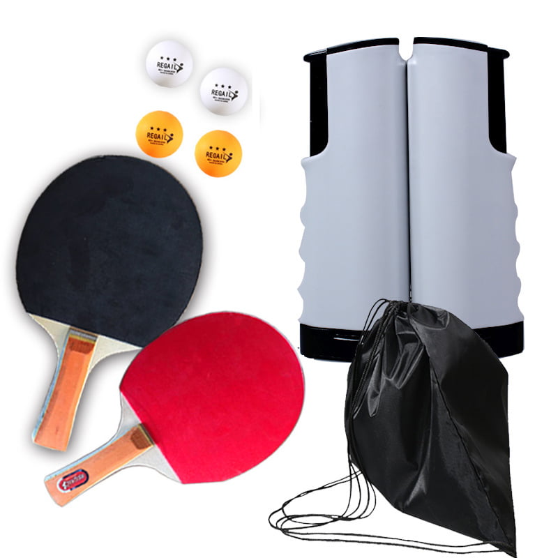 1 Pair 7 Layer Table Tennis Rackets Ping Pong Bat & 3 Balls Carrying Bags Set 
