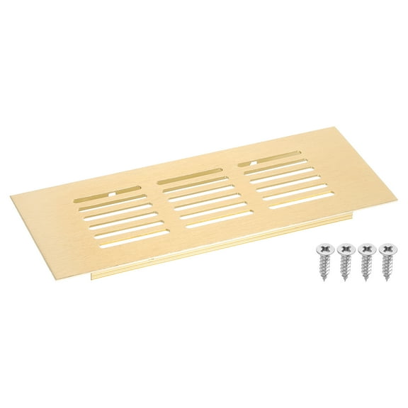Air Vents Cover, 1Pcs 150 x 60mm - Aluminum Alloy Mesh Air Return Vent Cover, Rectangle Louvered Ventilation Grille for Shoe Cabinet Wardrobe (Gold)