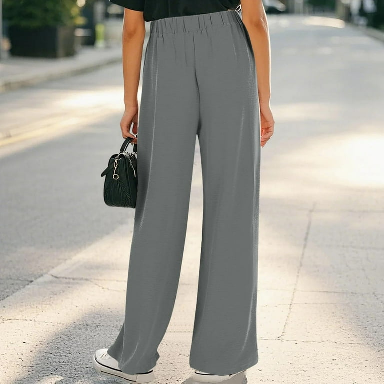 ATOGUTA Girls Baggy Pants Elastic High Waist Straight Leg Pants