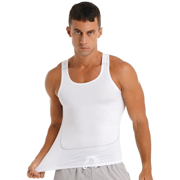 Zaldita Men Tank Tops Quick Dry Rash Guard Sleeveless Muscle T-shirt for Gym Fitness Jogging Workout White S