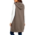 thumbnail image 6 of Turilly Women's Mid-Length Hooded Sleeveless Waistcoat Full Zip Casual Vest with Pockets Longline Outerwear Jacket for Fall Daily Outings, 6 of 6