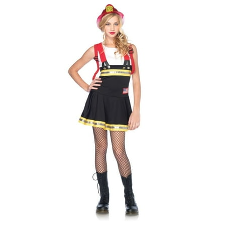 Black and White Sweetheart Firefighter Girl Teen Halloween Costume -