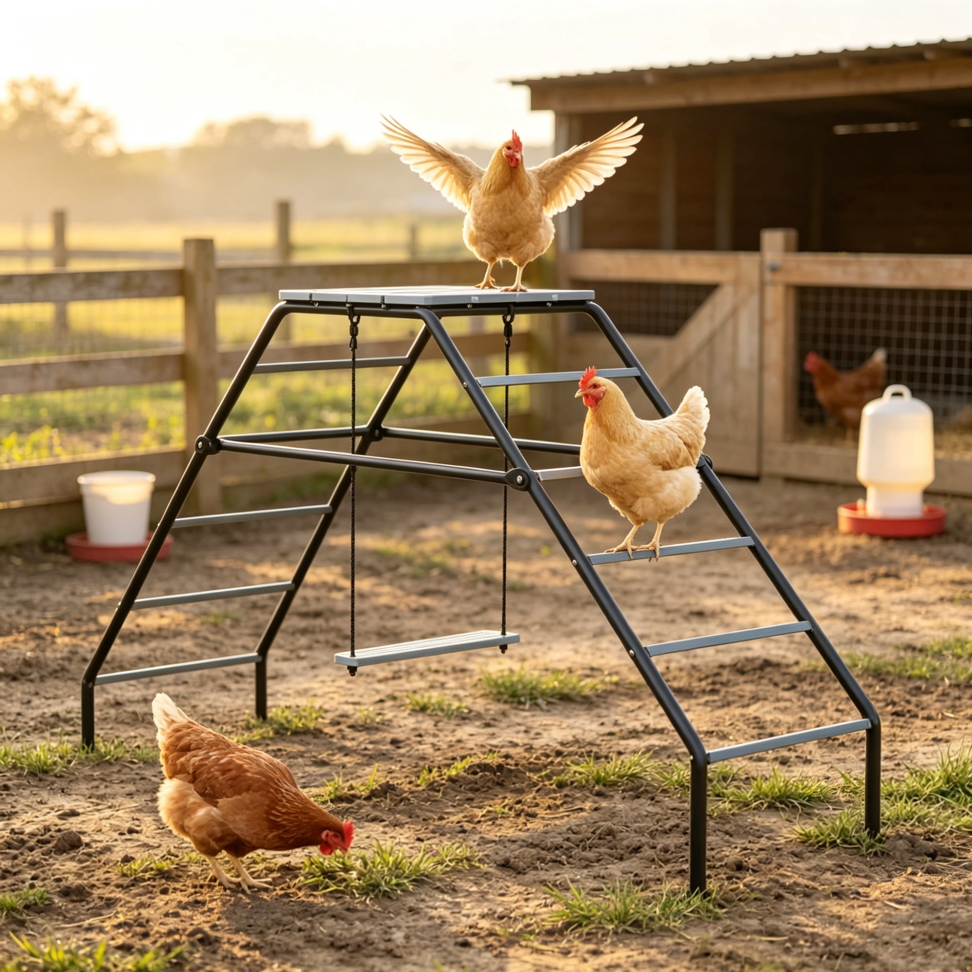 10 Pcs Chicken Coop Perches with Adjustable Swing, Roosting Bars for Backyard Brooder & Farm Coop